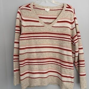 Caslon Red and Cream soft sweater